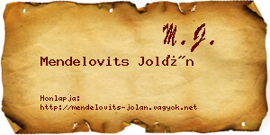 Mendelovits Jolán névjegykártya